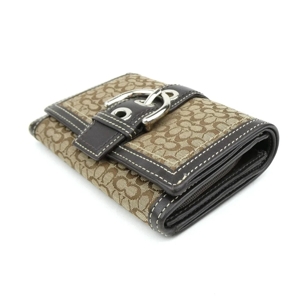 Coach Soho Signature Khaki Brown Mini C Small Trifold Wallet